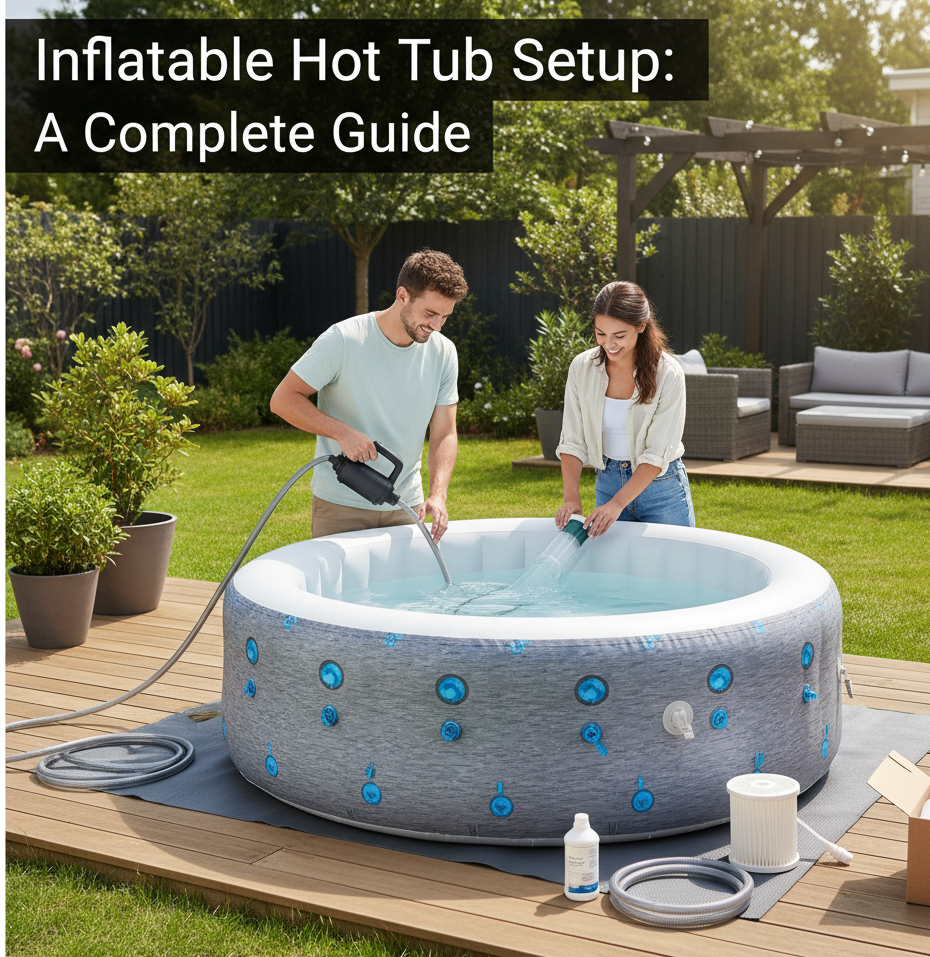 inflatable hot tub setup