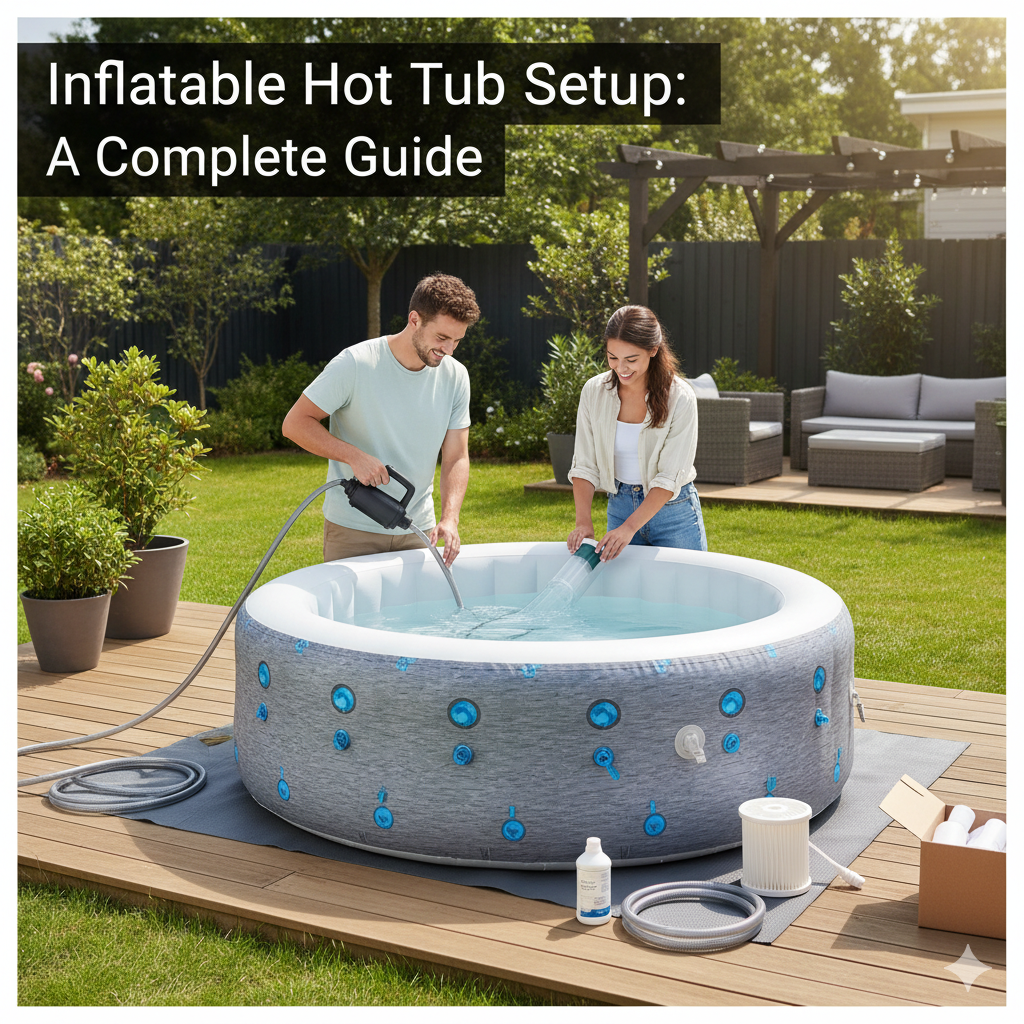 inflatable hot tub setup