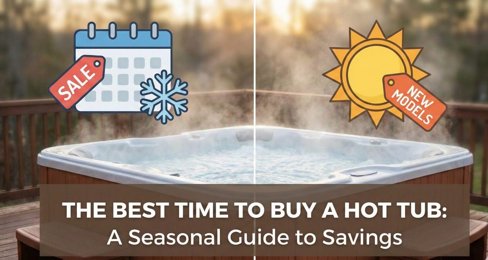 Snowy backyard with a hot tub and a sale tag
