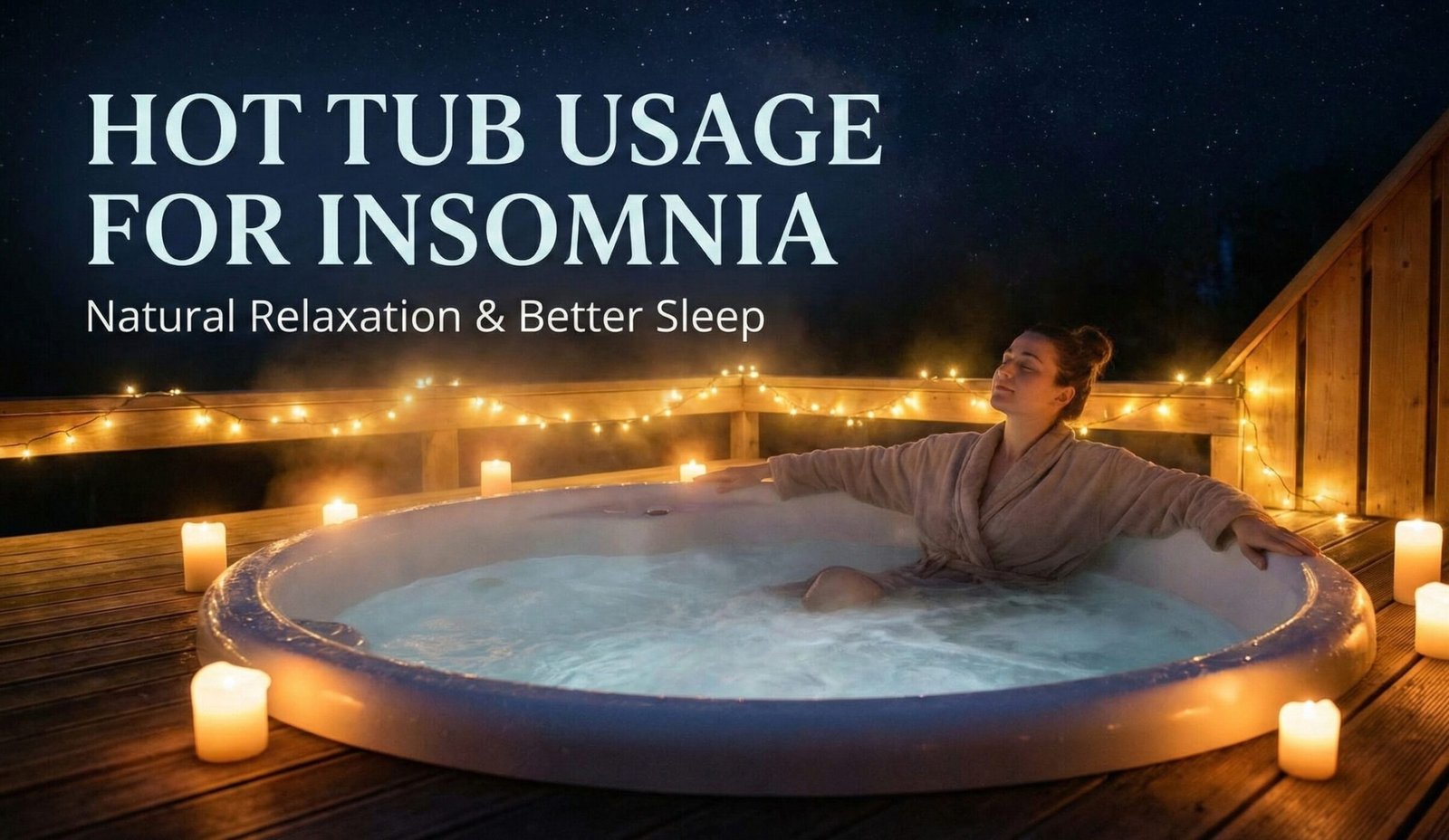 Person relaxing in a hot tub at night for better sleep