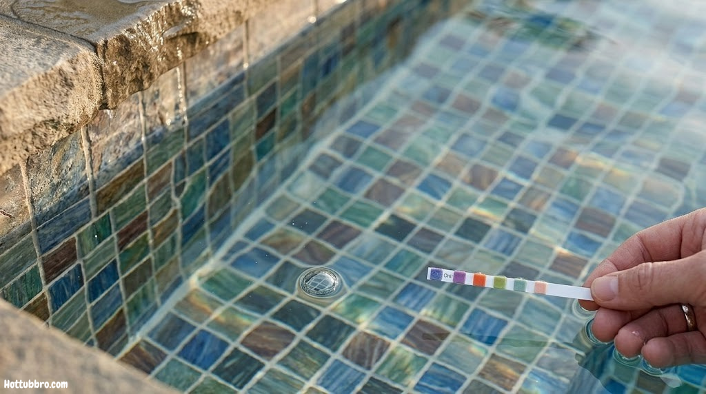 Close-up of hot tub water crystal clear from proper sanitation