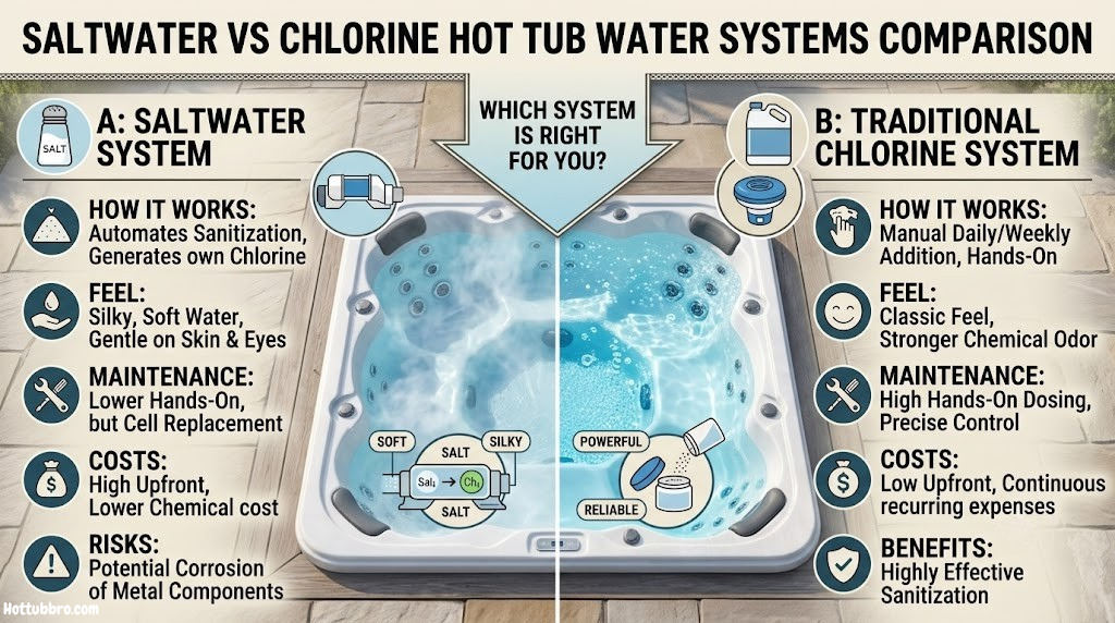 Saltwater vs chlorine hot tub water systems comparison